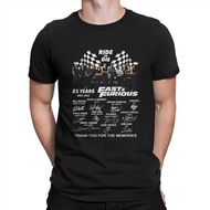 S-5XL Ready stock Fast & Furious Movie 21Th Anniversary Tshirt Homme Men's Streetwear Blusas Cotton 