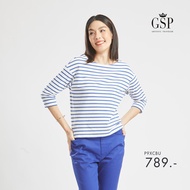 GSP Blouse เสื้อยืดแขนยาวลายริ้วสีขาวกรม Lucky Stripes (P9XCBU)
