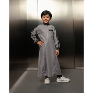 Shahama Thobe Kids Zipper KDS-089 White Grey