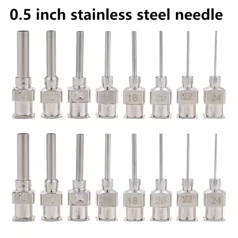 0.5 inch stainless steel needle 12 pieces/1 box 8G to 19G direct pin stainless steel needle tip glui