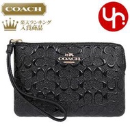 COACH 58034  黑色C logo 壓文手拿包  可iphone 7