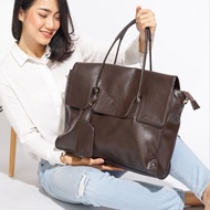 WOMEN'S BAG 14 inch women's laptop bag | BASIC TOTE BAG | Leather laptop bag - Dark Brown imported s