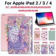 For Apple iPad 2 / 3 / 4 9.7 inch A1395,A1396,A1397;A1416,A1430,A1403 A1459,A1460,A1458 Fashion Tablet Protective Case Flower Blossom Bush, High Quality Flip Stand PU Leather Cover