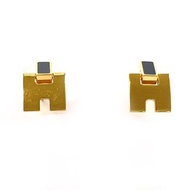 【日本直送 中古美品】エルメス HERMES ピアス アイリーン Hロゴ メタル ゴールド/ブラック アクセサリー 保存箱付き