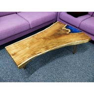 Solid Wood Slab Coffee Table 4 Feet Epoxy Resin