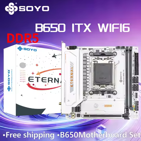 B650ITX AMD Motherboard Ryzen AM5 DDR5 Pcie5.0x16 Pcie4.0x4 M.2 ARGB pins WIFI6 SOYO SATA3.0 HDMI/DP