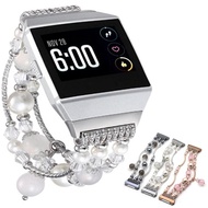 ALLOYSEED Luxury Crystal Beaded Metal Bracelet Wrist Strap Band For Fitbit Ionic Smart Watch Wristba