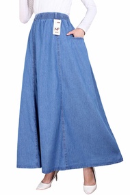 NF Mode Rok Denim Panjang 2024 Rok Jeans Payung Rok Maxi Rok Jumbo Rok Denim Lebar Rok Payung Denim 