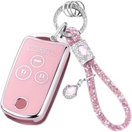 for Acura Key Fob Cover with Bling Keychain,Soft TPU Key Case Shell Compatible with Accord Acura MDX
