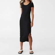 DRESSES C0TT0N 0N RIB SH0RT SLEEVE SPLIT