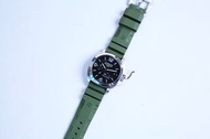 (包郵)PANERAI - 24mm/22mm (代用) 潛水款 軍綠色 Military Green Color 橡膠混合物代用膠帶配精鋼錶扣