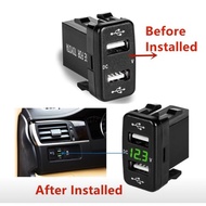 Car Charger Socket Dual Usb Port Charging Volt Display Adapter Fit for ALZA MYVI BEZZA TOYOTA CAR
