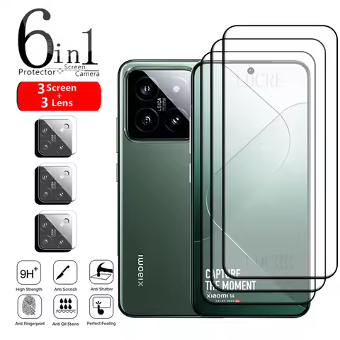 6-in-1 For Xiaomi Mi 14 Glass For Xiaomi 14 Glass 9H HD Screen Protector For Xiaomi Mi 12T 13T Pro 1