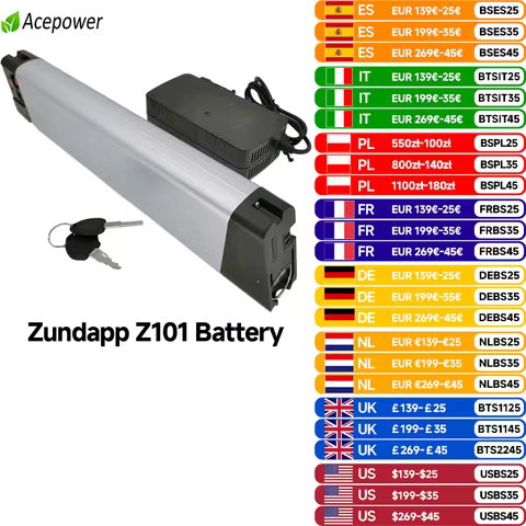 Free Tax Zundapp Z101 Electric Bike Replacement Battery AKKU 36V8Ah 9.6Ah 10.5Ah Spare Battery For Z