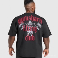 GYM SHARK SHARK Men's Oversized T-Shirt Jogging Sports Fitness Cotton Loose Casual Short Sleeve Spor
