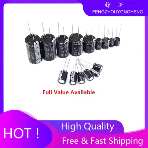 5PCS 100UF 150UF 180UF 220UF 400V 450V Aluminum Electrolytic Capacitor 10UF 22UF 33UF 47UF 68UF 82UF