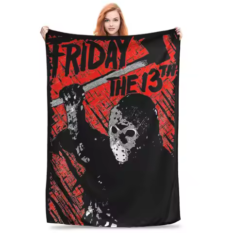 Super Soft Friday 13th Thirteenth Horror Movie Throw Blanket Premium Flannel Fleece Lightweight Jaso