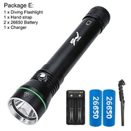 <EX SHOP> Asafee S4 110M Underwater Diving Flashlight P50 LED 2000LM SOS Waterprood Torch Press Swit
