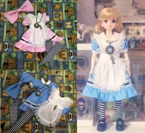 4pcs Alice Blythe/Landoudou Clothes Headwear, Skirt, Apron, Socks 1/6 30cm (Fit for Fr Pp Jenny Azon