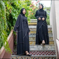 HL SHALINA ABAYA DRESS | ABAYA HITAM REALPICT Crinkle Muslim Outer Gamis Wanita