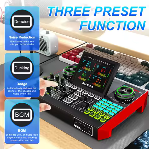 Tenlamp G10 Pro 5-Channel Audio Interface And DJ Mixer | 48V Phantom Power | USB Sound Card for Pc/P