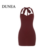 DUNEA 女 SexyBodyconNewOff-shoulder HalterDress