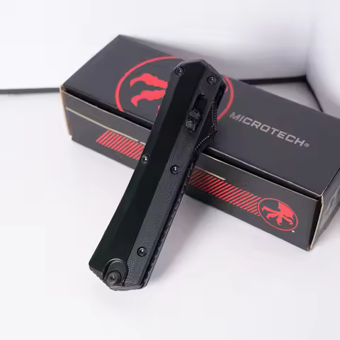 Micro Glykon Tech OTF Knife All Black Pocket Knife Tactical Self Defense EDC Zinc Aluminum Alloy Han