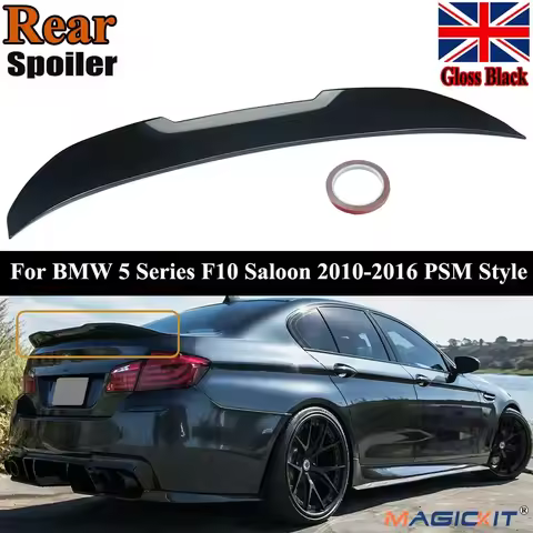 MagicKit FOR BMW 5 SERIES F10 M5 PSM STYLE GLOSS BLACK REAR BOOT TRUNK SPOILER WING 10-16
