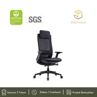 Kursi Kantor Direktur Ergonomis I Office Chair I Kursi Kantor I Nirmana Prague High Back Warna Hitam