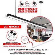 Minimalist LED Hanging Lamp Shade for Cafe, Home, Office, T8 Neon TL Fitting, Replaceable Bulb