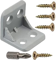 AERZETIX Set of 24 Angle Connectors 28 x 28 x 29 mm Grey / 100 Screws Diameter 3.5 x 16 mm Gold / 1 