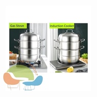 ❤️[Ready Stock] ❤️ 3 tingkat Pengukus Keluli Tahan Karat SUS304 /Periuk Kukus /Periuk Memasak