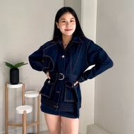 MOTTOM - LINCOLN Dark Denim Belted Jacket