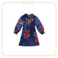 KLOSET Floral Print Long Sleeve Dress (AW19 - KD009) ชุดเดรสเด็กคอปกแขนยาว ผ้าพิมพ์ลายดอก