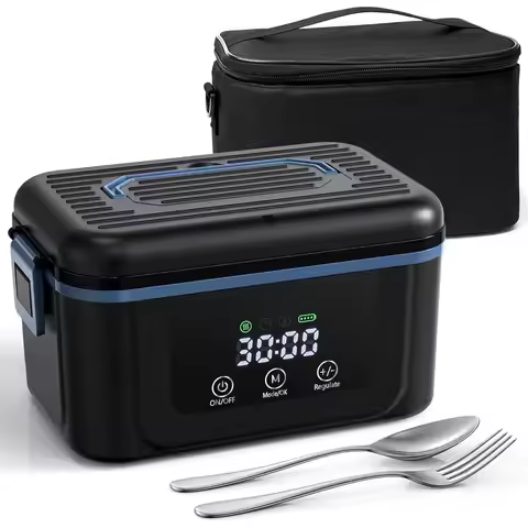 Cordless Electric Lunch Box for Adults, 1.5L Heated Lunch Box 18000mAh Battery Powered with Ice Crys