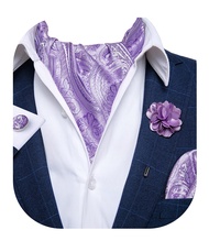 DiBanGu 4 PCS Ascot Ties for Men,Jacquard Cravat Ascot Tie Pocket Square Cufflinks with Floral Lapel