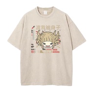 เสื้อยืดลายการ์ตูน My HERO Academia Himiko Toga สำหรับผู้ชายผู้หญิงเสื้อยืดผ้าฝ้ายที่มีคุณภาพสูงแขนส