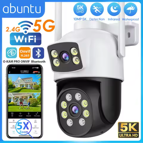 10MP 5K 2.4G/5G Wifi Camera Outdoor Dual Lens Dual Screens Home Surveillance Camera Night Vision Sec