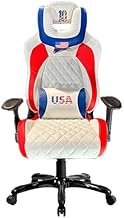 Gamer FC, USA Gaming Chair, Ergonomic, Computer Desk Chair, Adjustable, Reclining, Gamer Chair, Premium Synthetic Leather, Soccer, Football, Stars, White, red and Blue