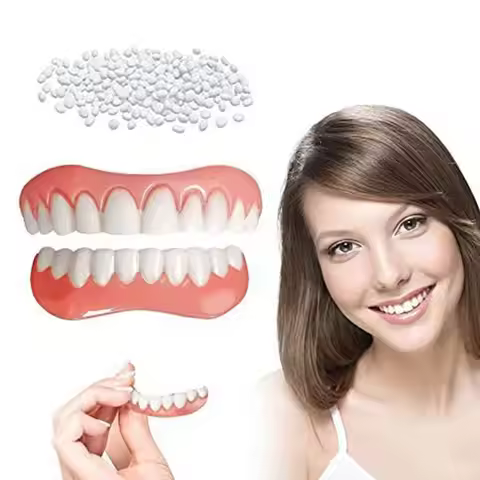 False Teeth Silicone Upper Lower Veneers Teeth Braces Dentures Paste Dentures Temporary Fake Tooth F