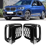 Glossy Black Frame Trim Protector Exterior CoverFront Fog Light Grille with Fog Lamp Hole For BMW X3 G01 X4 G02 2018 201