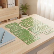 Baoblaze 11 Pieces Green Drafting Template Ruler Transparent Geometric Drawing Template Exact Stenci