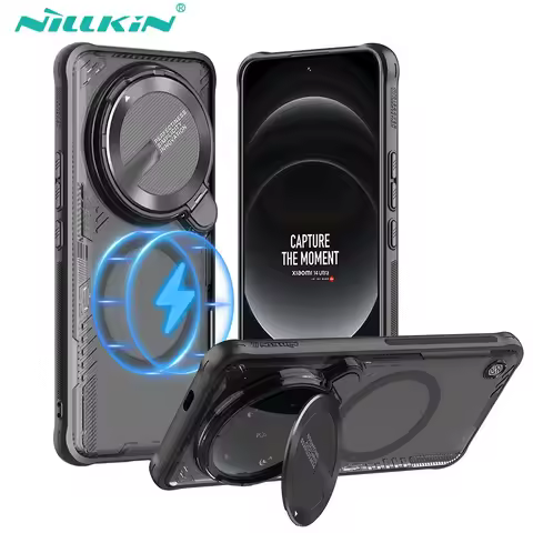 MagSafe Case For Xiaomi 14 Ultra NILLKIN Anti-Drop Magnetic Case Flip-style With Holder Lens Protect