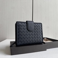 Bv Braided Calfskin Genuine Leather Two-fold Buckle Wallet Ladies Short Wallet Wallet