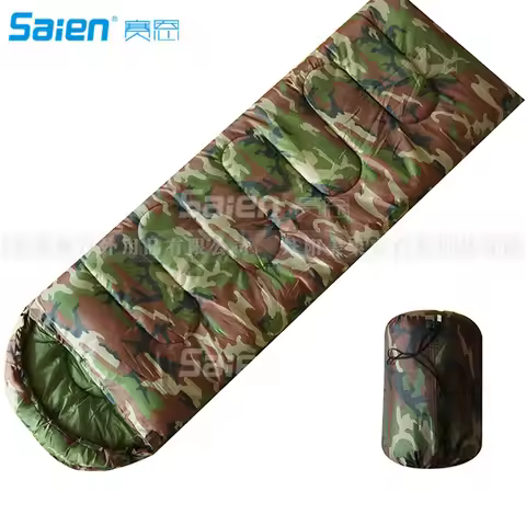 Camouflage Single Person Envelope Sleeping Bag with Carrying Bag for Kids or Adults Outdoor Hiking C