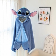 การ์ตูน Stitch เสื้อคลุมนุ่มอะนิเมะ WARM Hooded Cape Kawaii คอสเพลย์ฮาโลวีนเครื่องแต่งกายชุดสํานักงา
