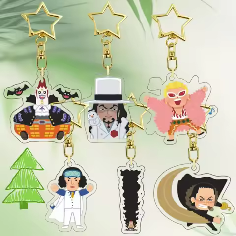 Anime Cartoons Acrylic Key Ring for One Piece Gecko Moria Rob Lucci Kuzan Sir Crocodile Creative Per