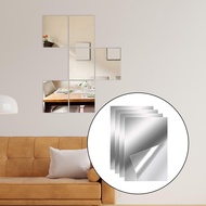 Fityle 4Pcs Mirror Wall Stickers Acrylic Mirror Sheet Removable Full Length Mirror Sticky Non Glass 
