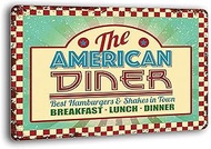 BAYABU The American Diner. Roadside Cafe, 50's, 60's Dinner Sign Retro Metal Sign Bar Wall Decor Ret