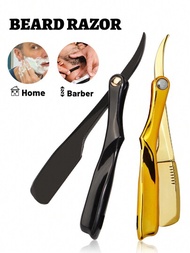 一把老式手動剃刀不銹鋼刮鬍刀,復古男士刮鬍工具,適用於家用或理髮店